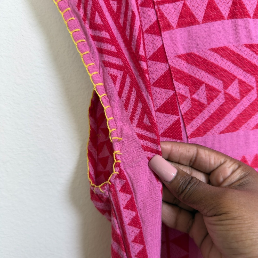 Anthropologie Uncle Frank Frankie Dress Medium Pink Patchwork Boho Western - Picture 9 of 11